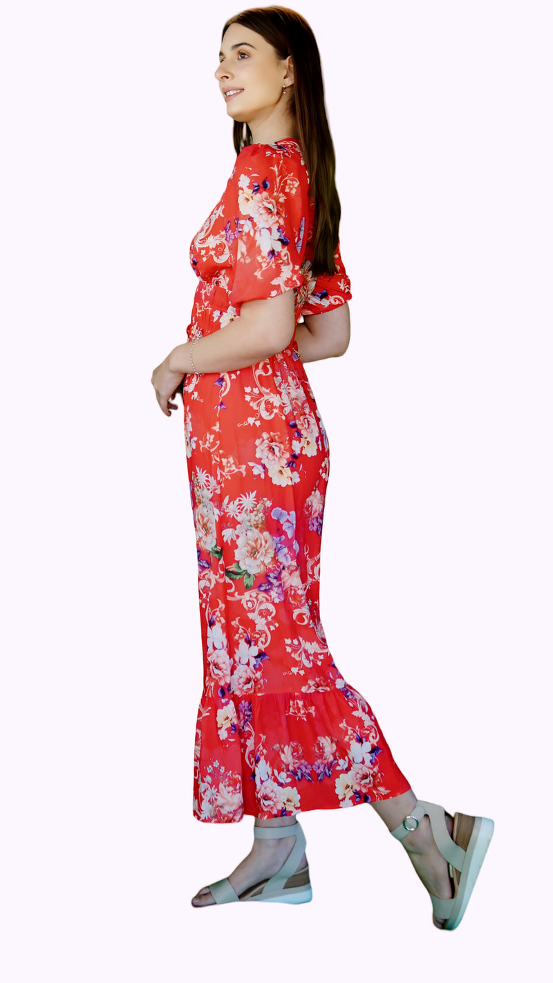 Scarlet Blossoms: The Perfect Red Floral Dress