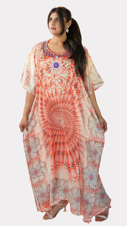 Stunning 3D Orange Print Kaftan