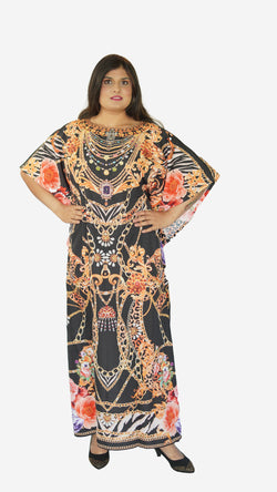 Black and Gold Flower Kaftan