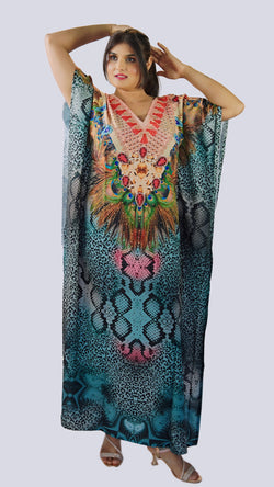 Peacock and Snake Print Kaftan